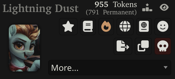 Character card defaults button